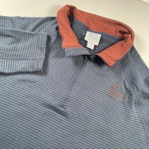 Ducks Unlimited Mens XXXL 1/4 Zip Striped Grid Fleece Pullover Blue Rust